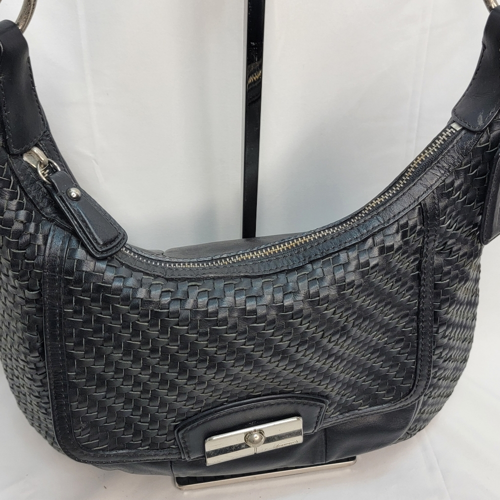 RARE Coach‎ Woven Leather Hobo Bag - Picture 3 of 13